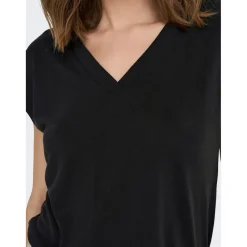 Top col V noir en coton modal