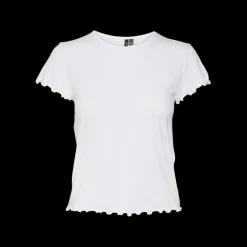 Top court col rond manches courtes blanc en coton bio Sara