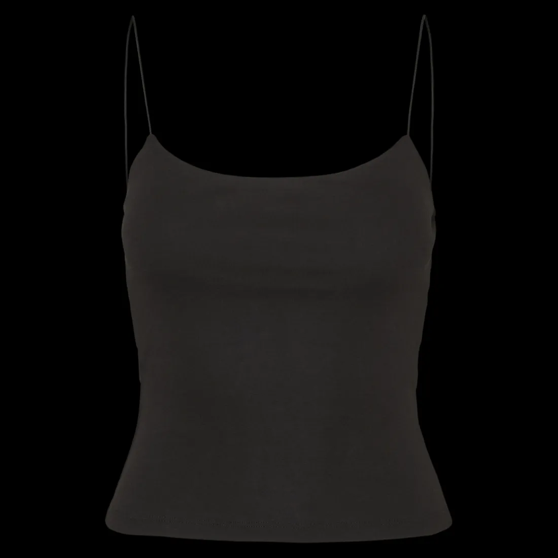 Top court col rond sans manches noir en coton Queen
