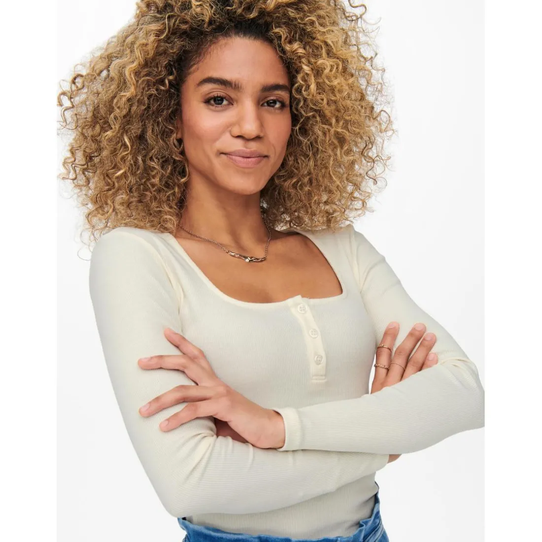 Top Ecru blanc en coton