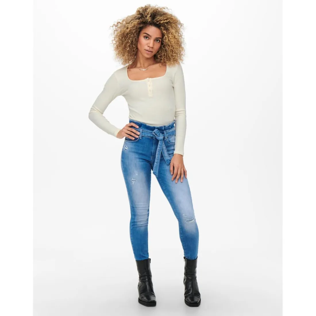 Top Ecru blanc en coton