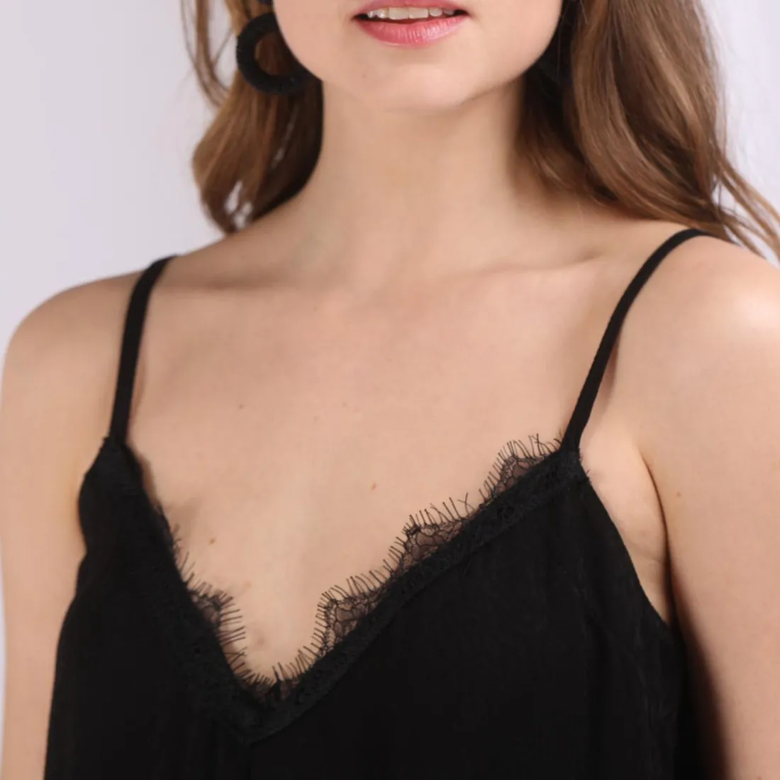 Top fines bretelles avec détail dentelle Dries en viscose