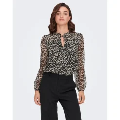 Top Imprimé all over Col en V Manches longues noir Jade