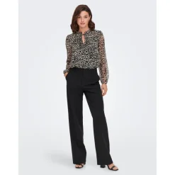 Top Imprimé all over Col en V Manches longues noir Jade