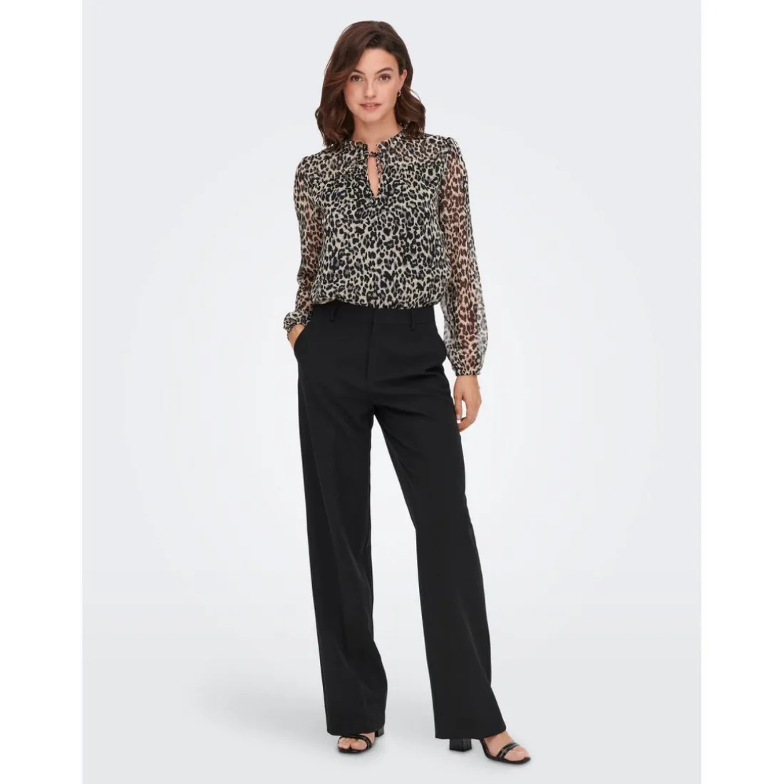 Top Imprimé all over Col en V Manches longues noir Jade