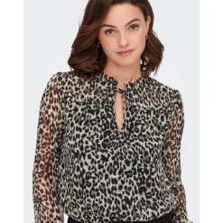 Top Imprimé all over Col en V Manches longues noir Jade