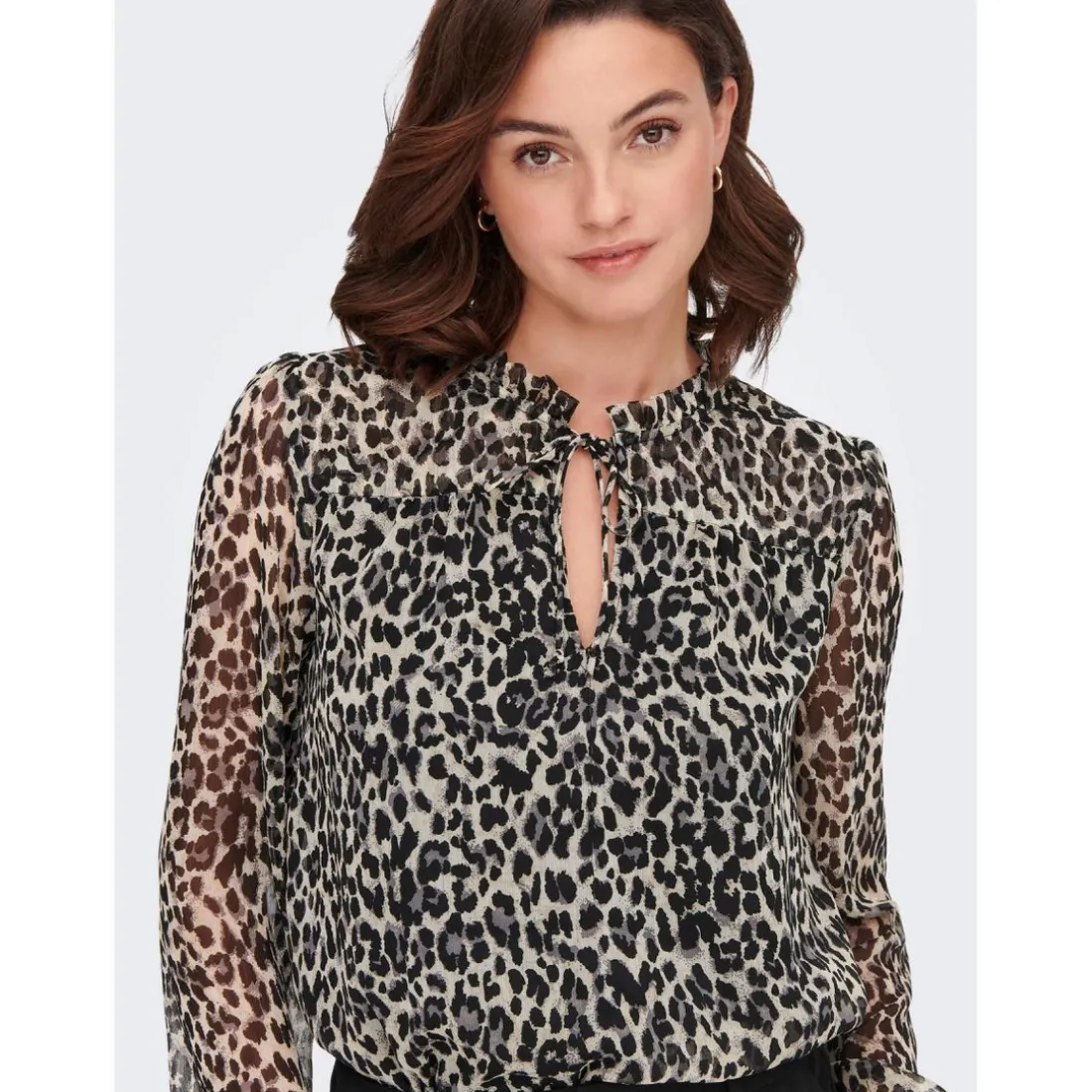 Top Imprimé all over Col en V Manches longues noir Jade