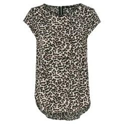 Top Imprimé all over Col rond Manches courtes Fermeture éclair gris beige