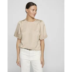 Top manches 2/4 en satin Viellette gris Willa