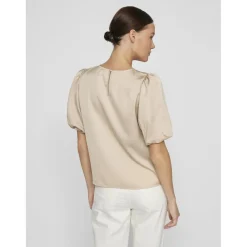 Top manches 2/4 en satin Viellette gris Willa