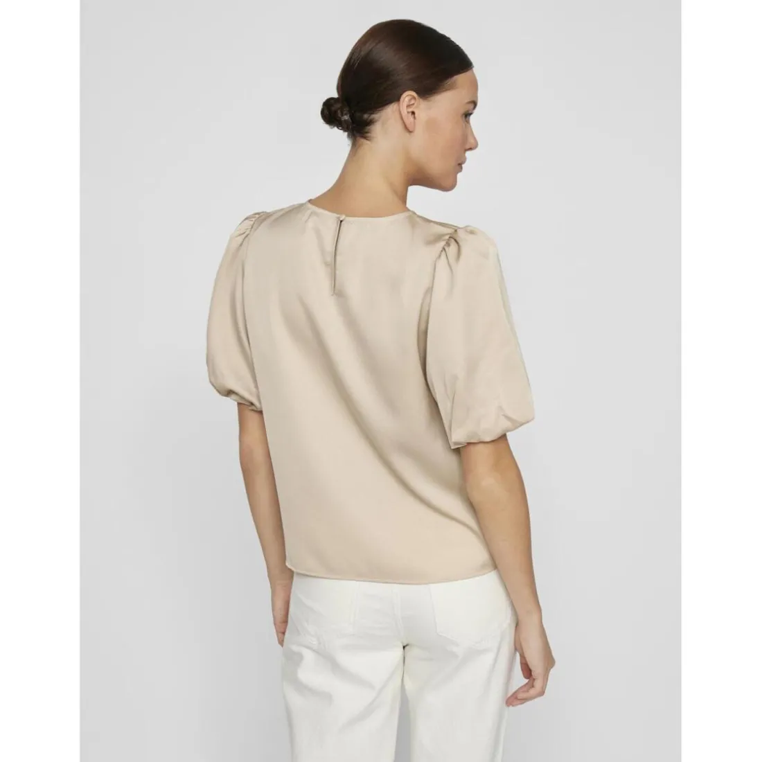 Top manches 2/4 en satin Viellette gris Willa