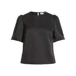 Top manches 2/4 en satin Viellette noir Uma