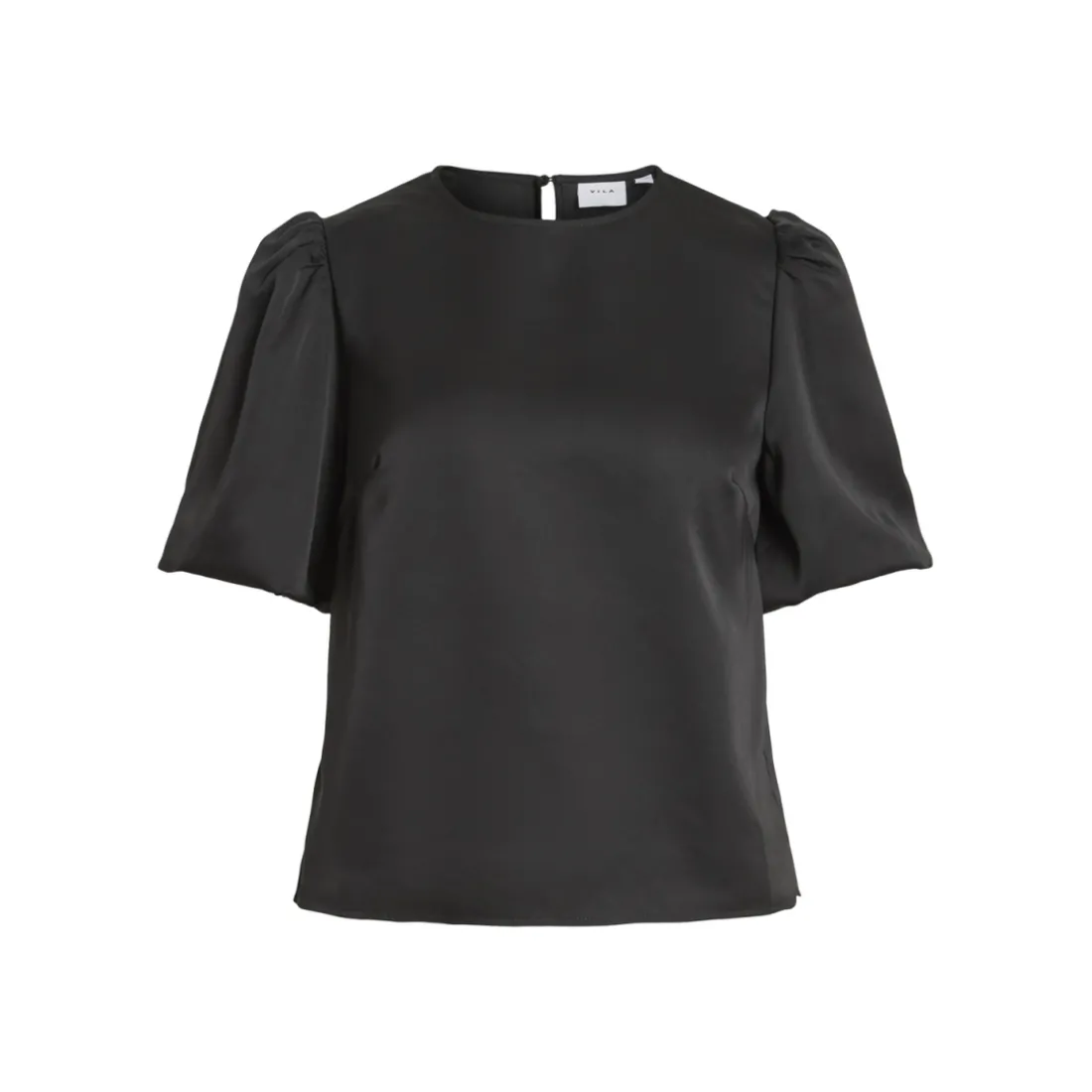 Top manches 2/4 en satin Viellette noir Uma