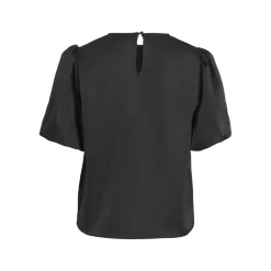Top manches 2/4 en satin Viellette noir Uma
