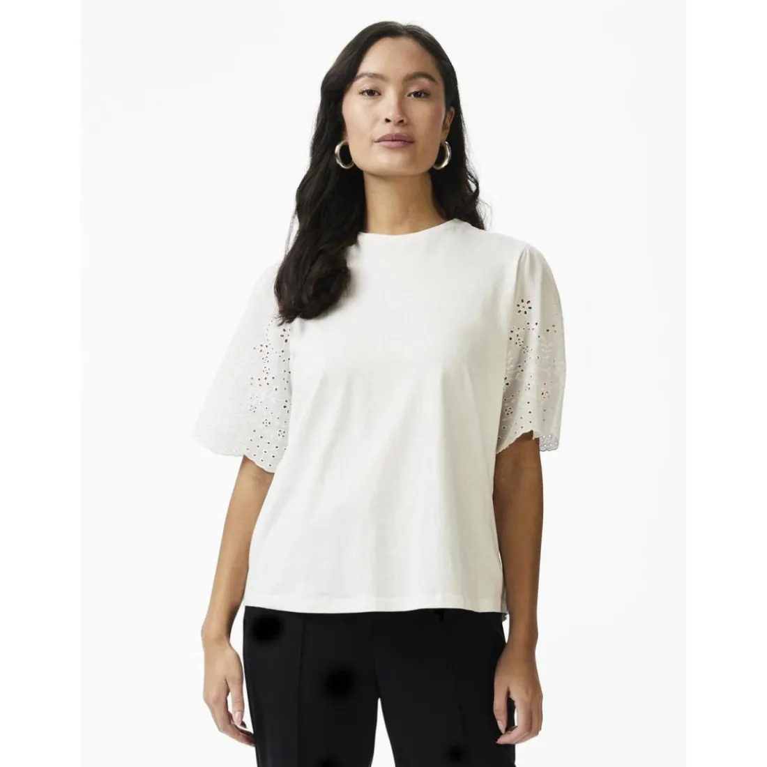 Top manches courtes blanc en coton Opal