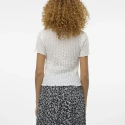 Top manches courtes et col rond en polyester recyclé Shelby blanc Xena
