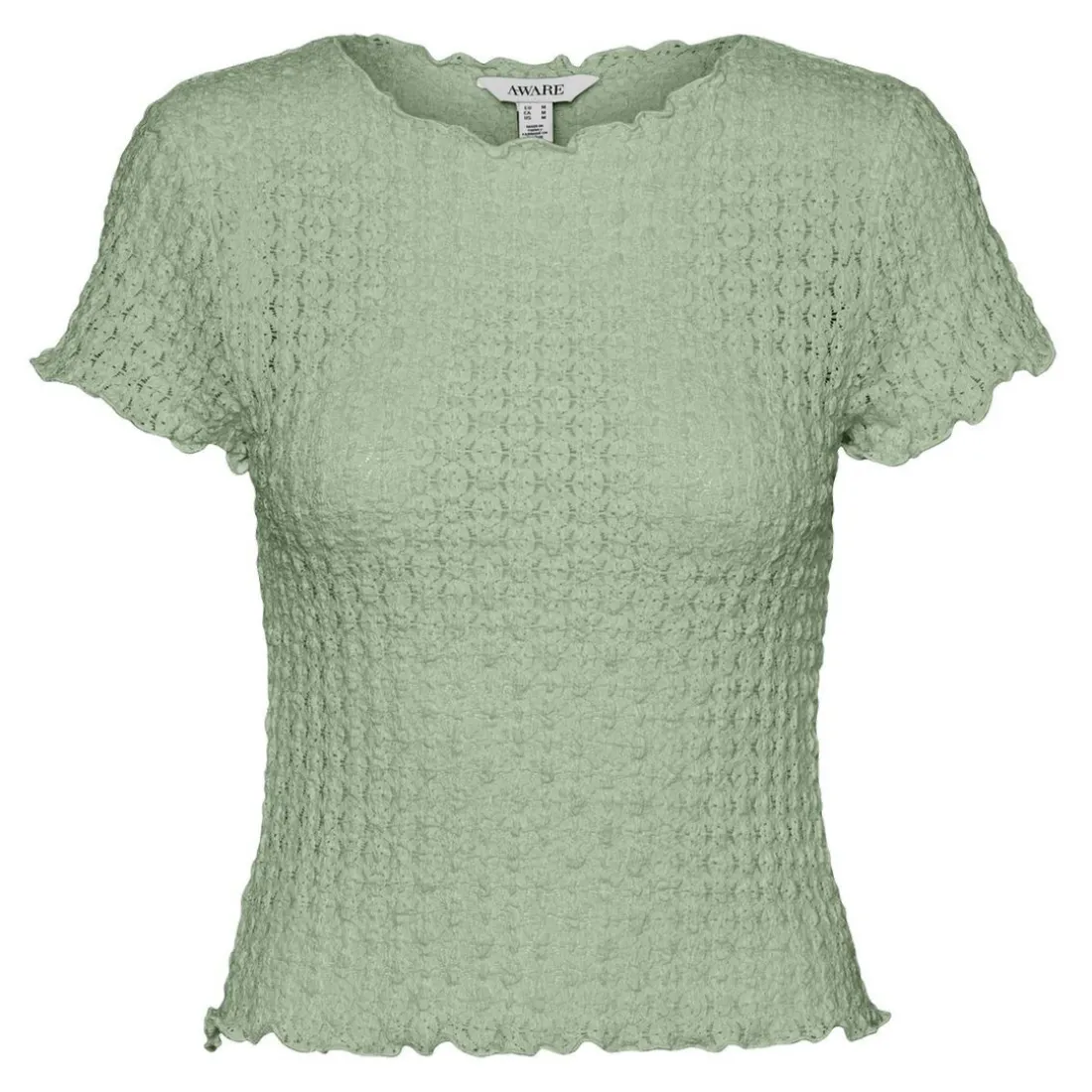 Top manches courtes et col rond en polyester recyclé Shelby vert Ula