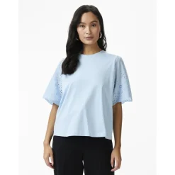 Top manches courtes Turquoise en coton