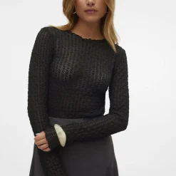 Top manches longues en polyester recyclé Shelby noir Ula