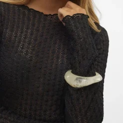 Top manches longues en polyester recyclé Shelby noir Ula