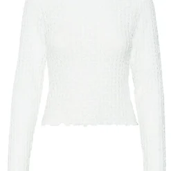 Top manches longues et col rond en polyester recyclé Shelby blanc Zola
