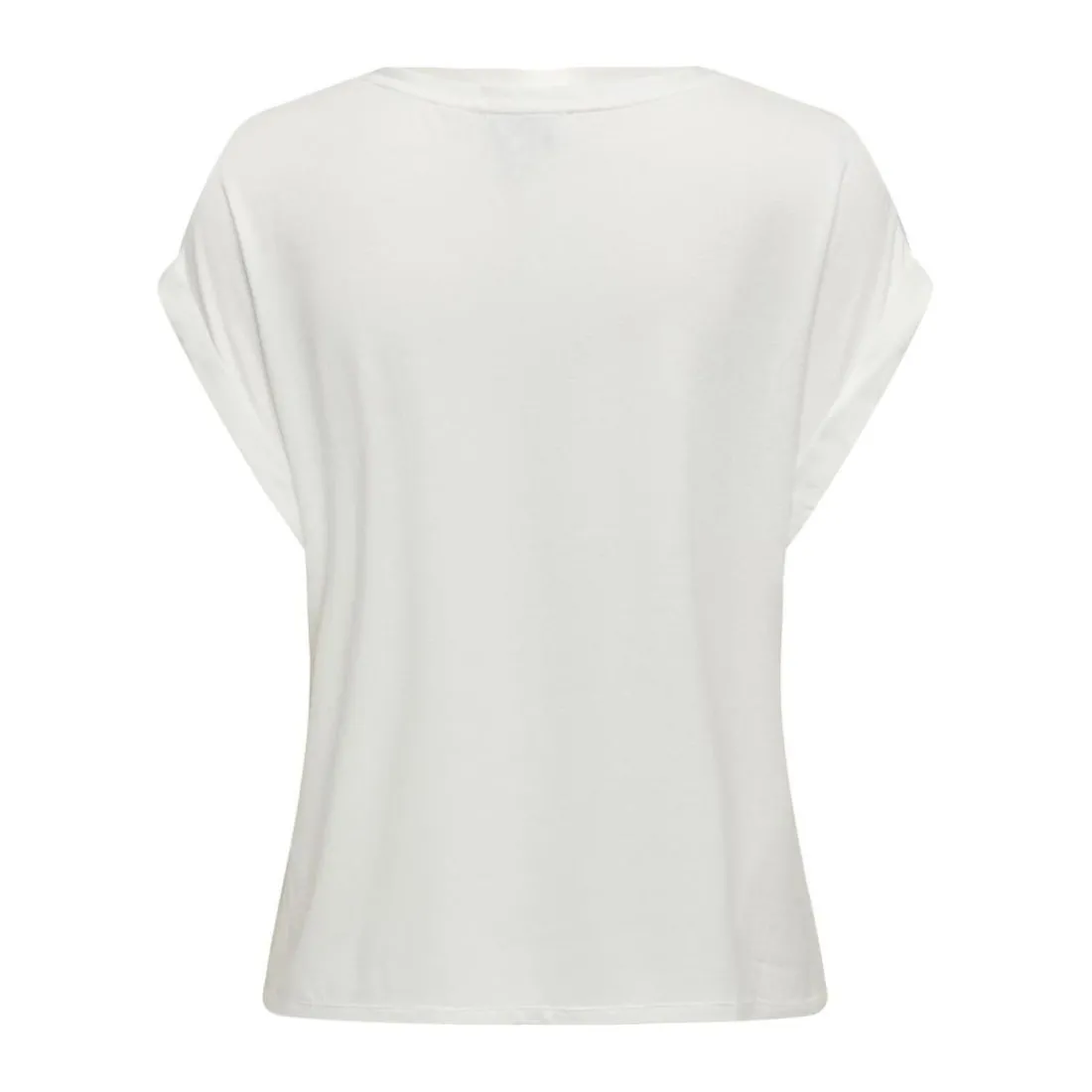 Top poignets repliés col rond manches courtes blanc Elsie