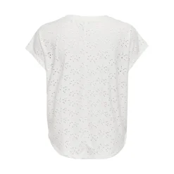Top poignets repliés col rond manches courtes blanc Lena