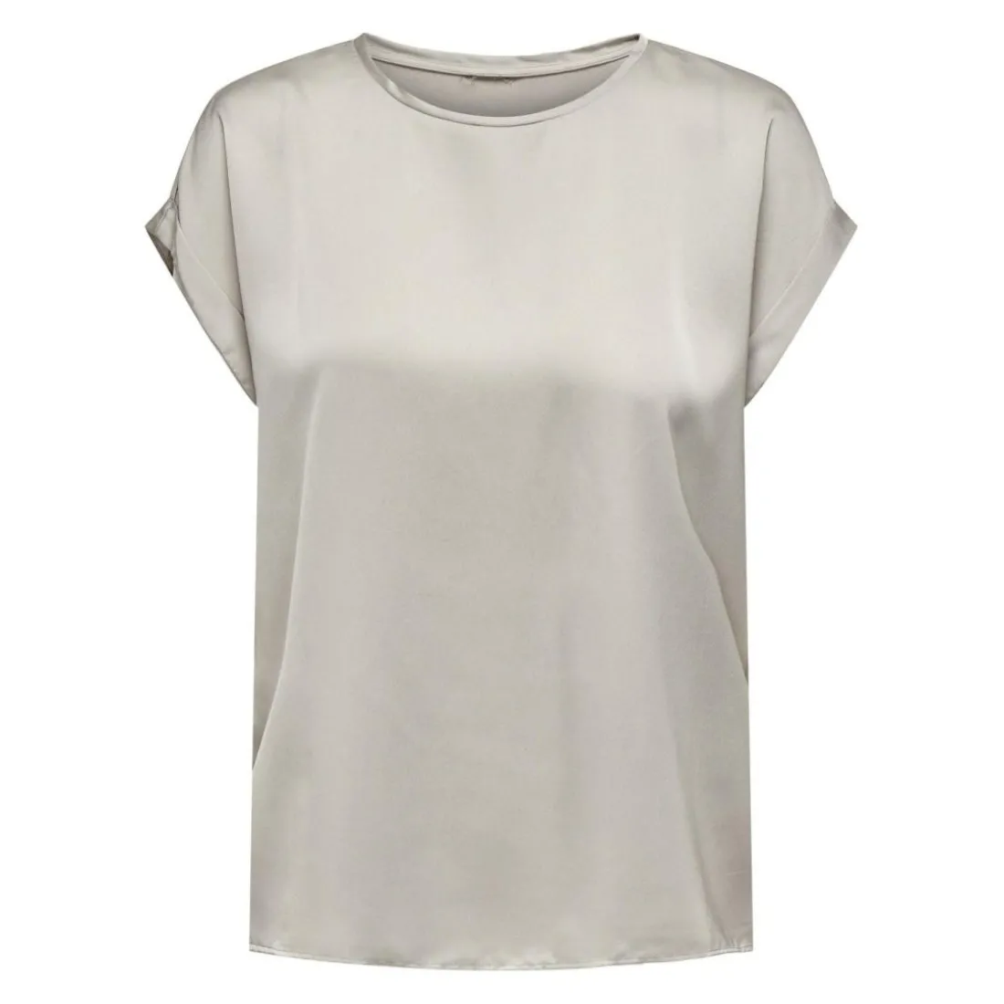 Top poignets repliés col rond manches courtes gris clair Xia