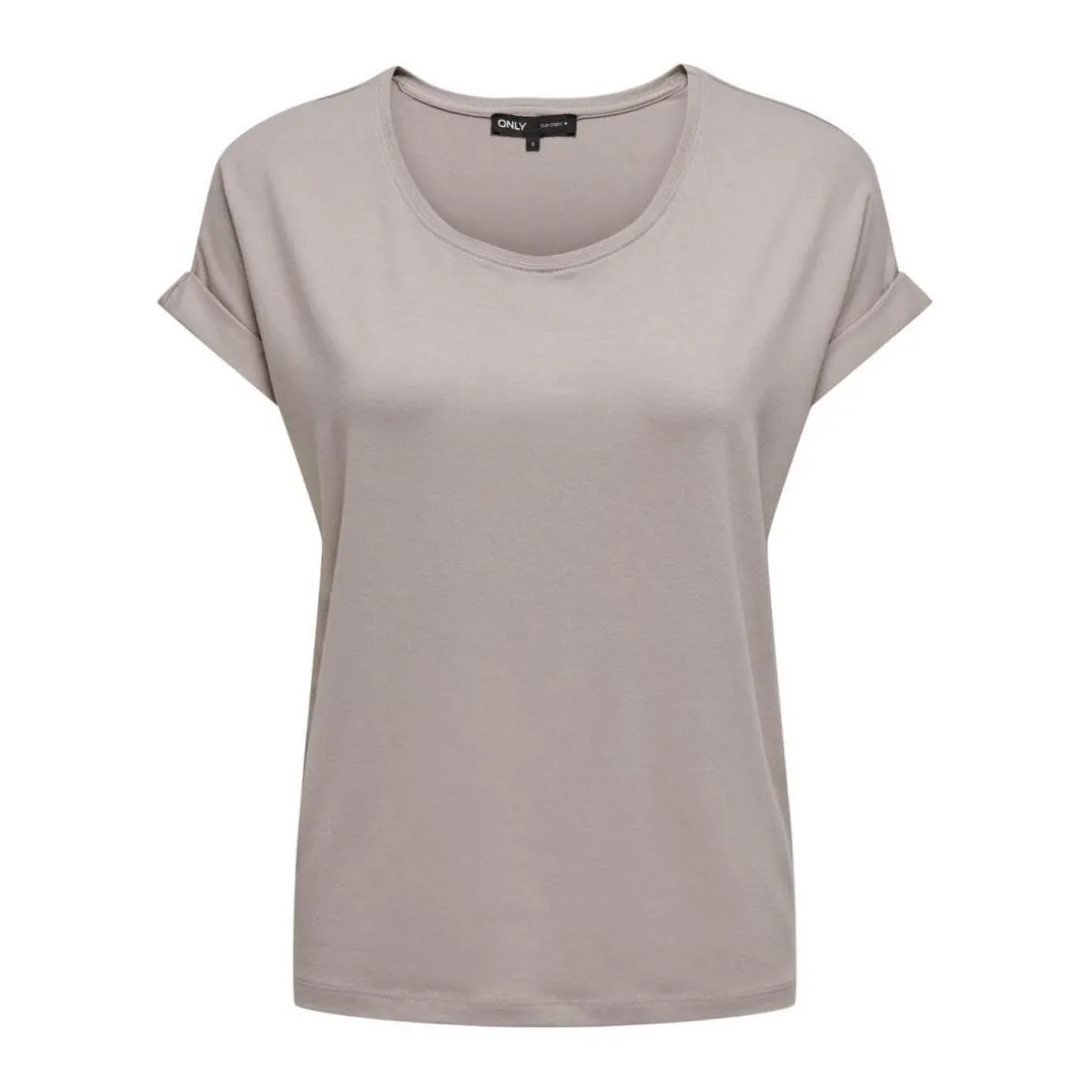 Top poignets repliés col rond manches courtes gris clair en viscose Uma