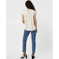 Top Regular Fit Col carré Sans manches blanc en viscose