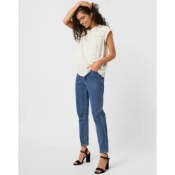 Top Regular Fit Col carré Sans manches blanc en viscose