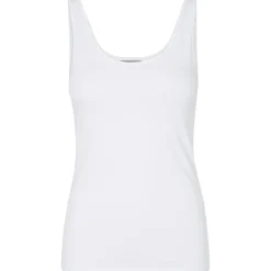 Top Regular Fit Col en U Sans manches Longueur regular blanc