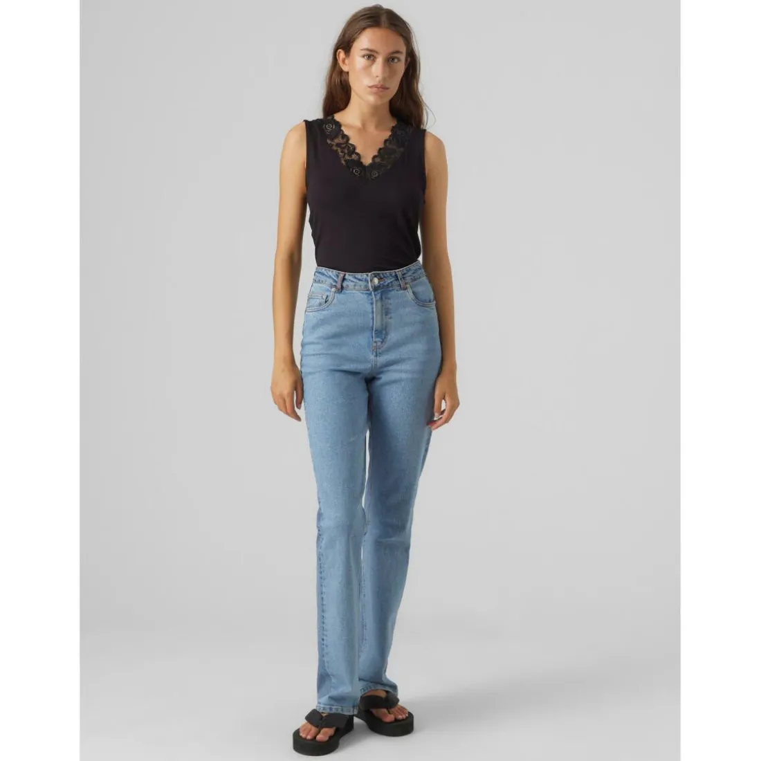 Top Regular Fit Col en V Sans manches noir Hattie