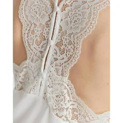 Top Regular Fit Col en V Sans manches Longueur regular blanc