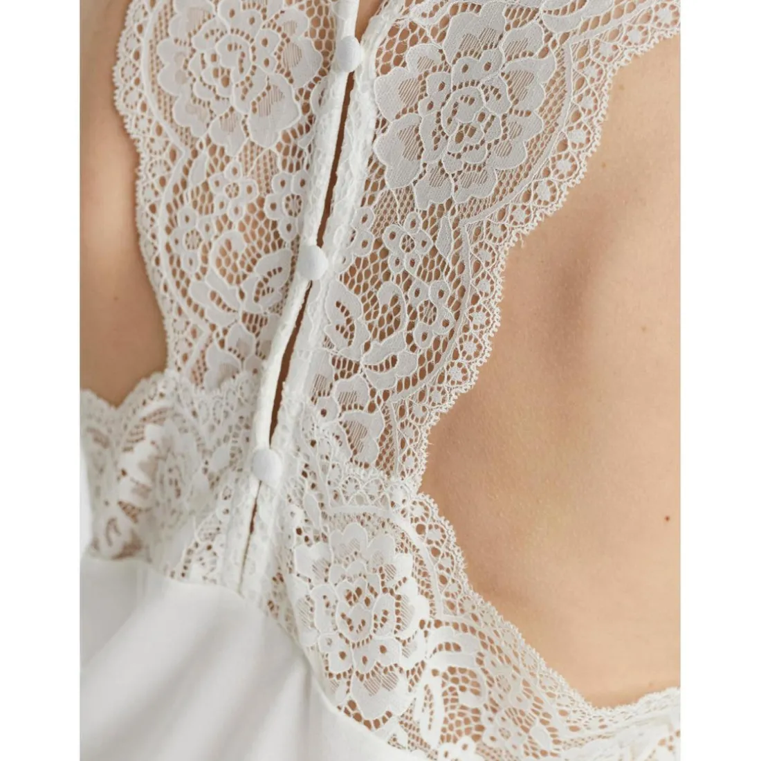 Top Regular Fit Col en V Sans manches Longueur regular blanc