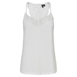 Top Regular Fit Col en V Sans manches Longueur regular blanc