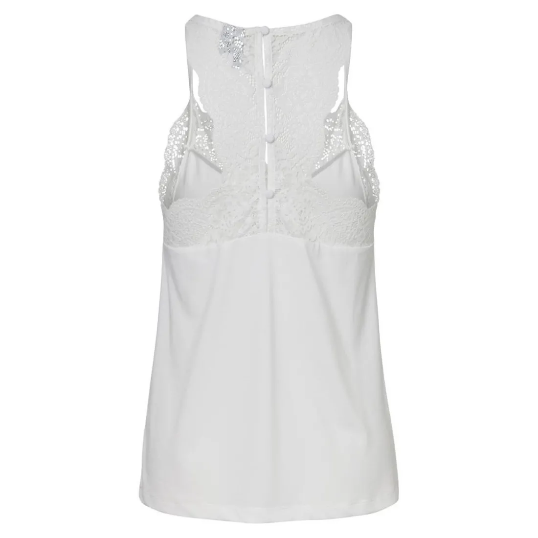 Top Regular Fit Col en V Sans manches Longueur regular blanc