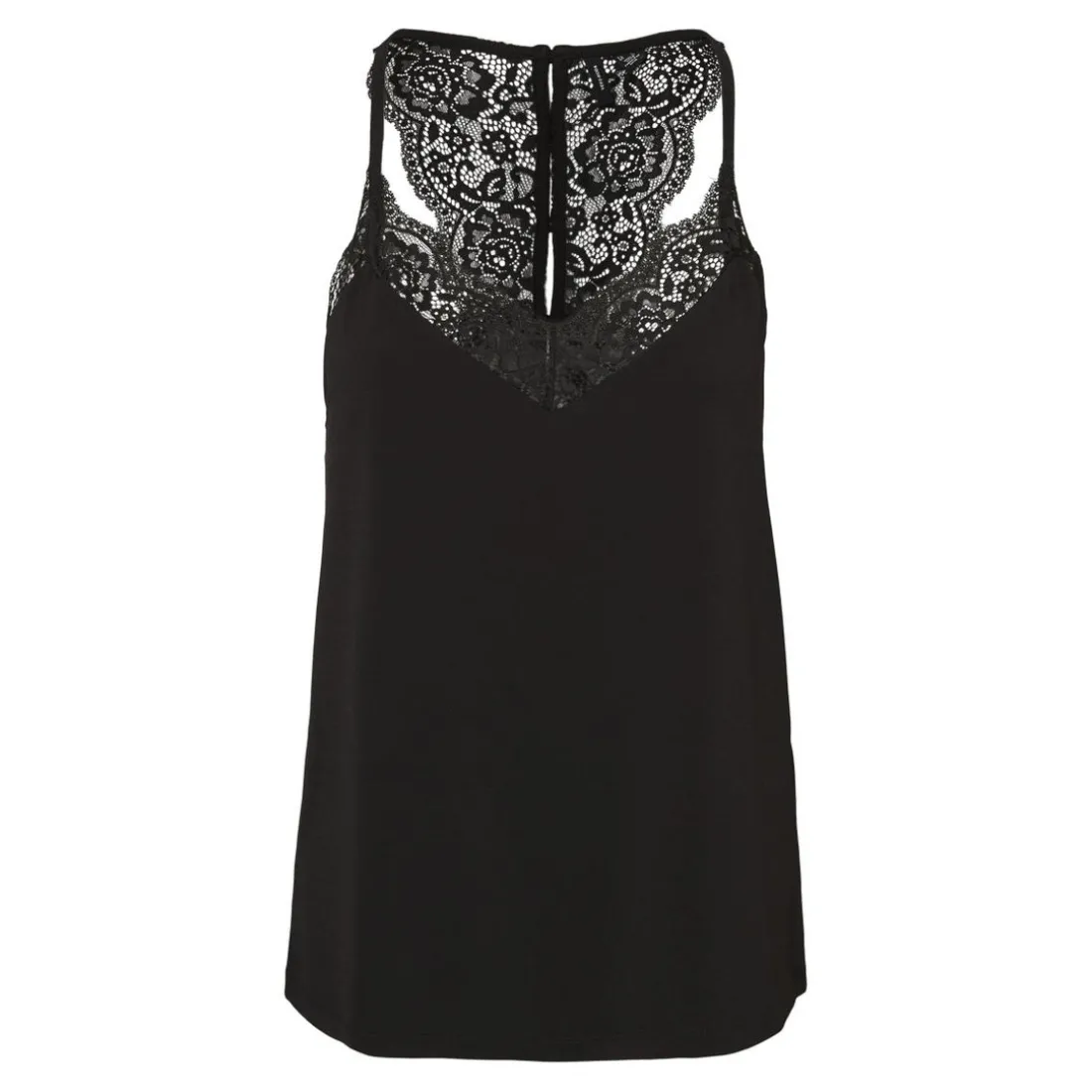 Top Regular Fit Col en V Sans manches Longueur regular noir
