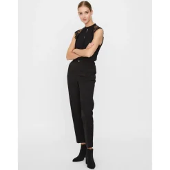 Top Regular Fit Col haut Sans manches Longueur regular noir