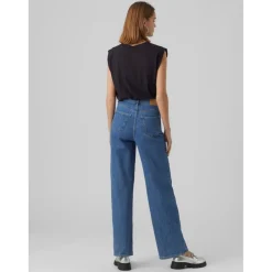 Top Regular Fit Col rond Sans manches Longueur regular noir en coton