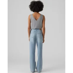 Top Regular Fit Rayures Col en V Sans manches Longueur regular blanc Anya