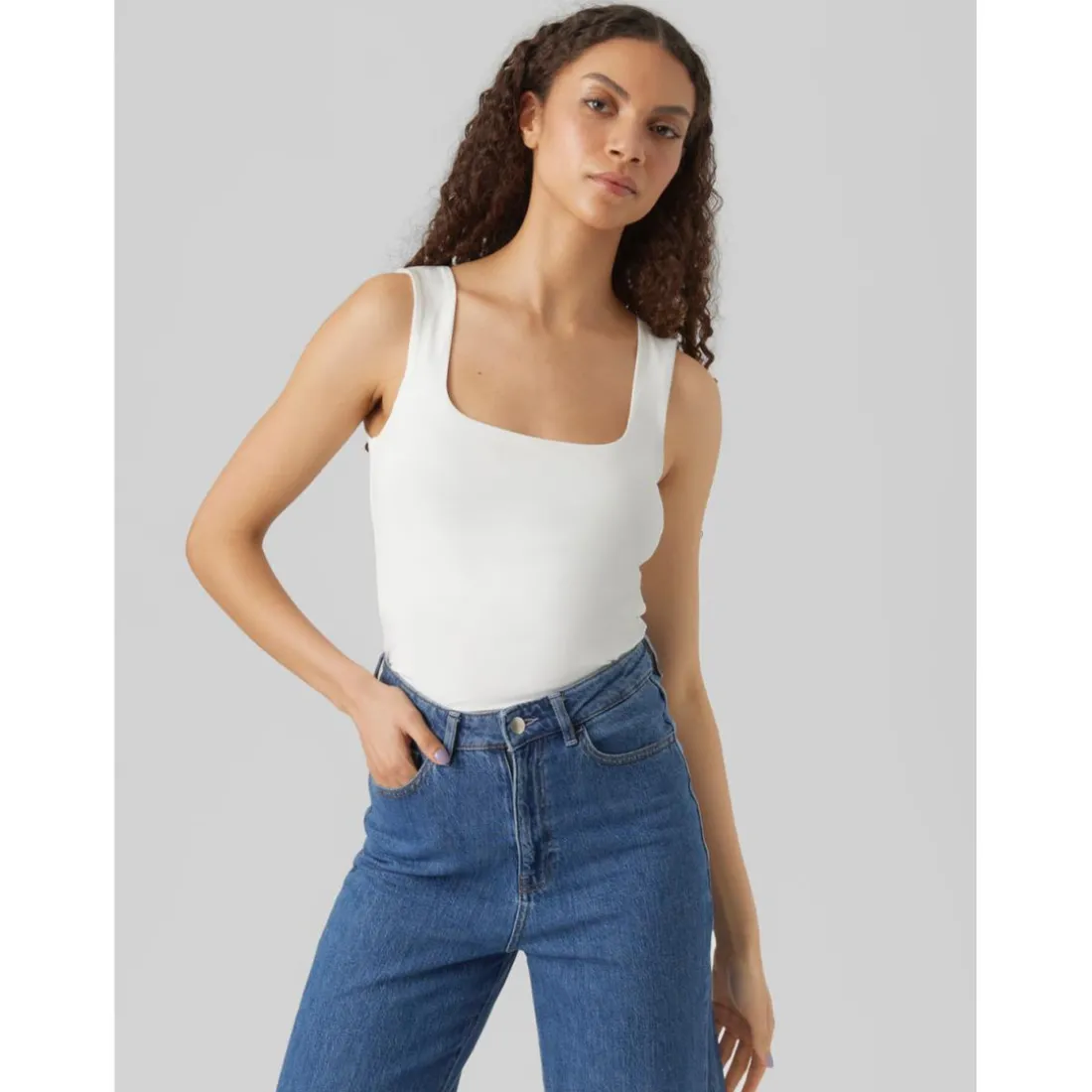 Top slim fit blanc