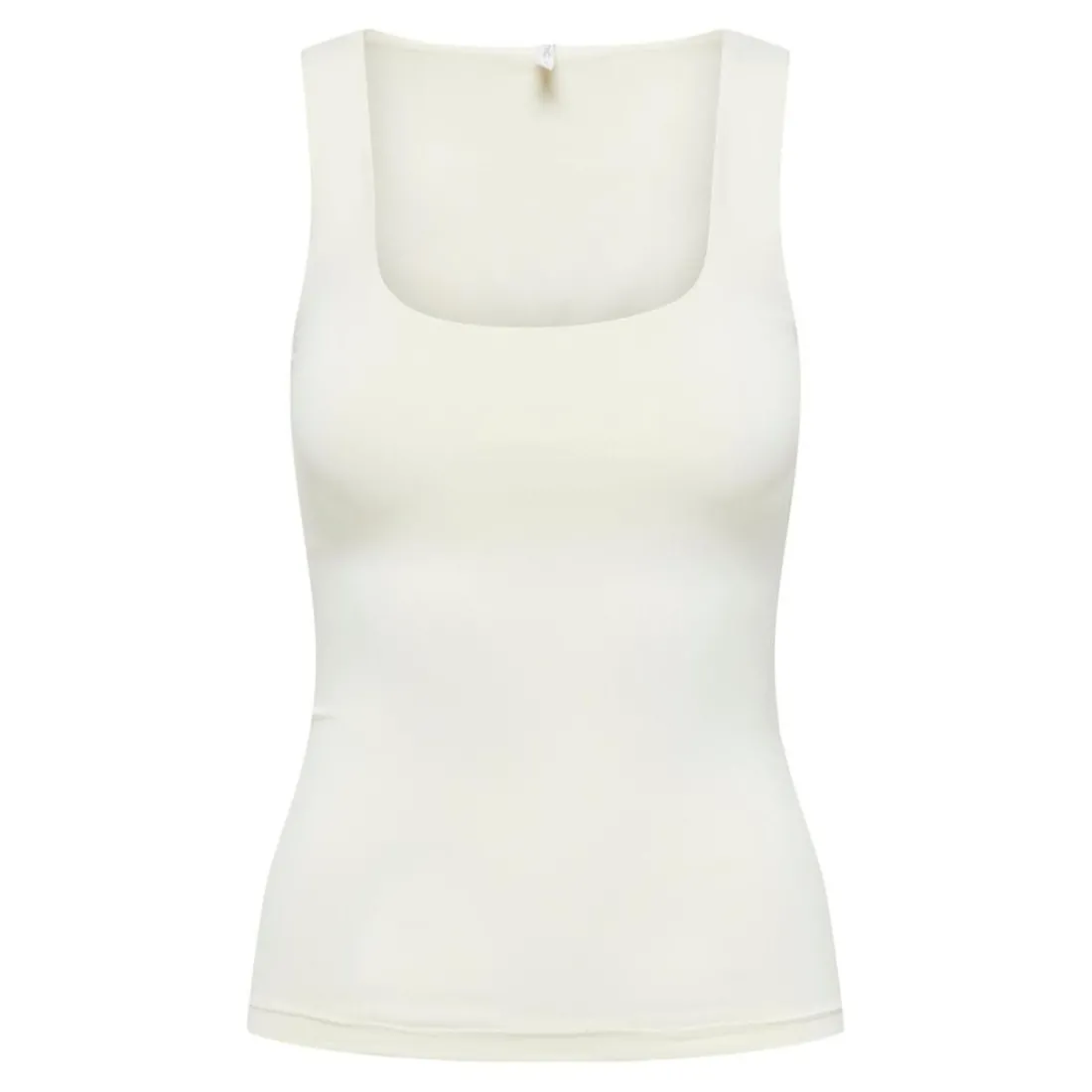 Tops Col en U Sans manches blanc