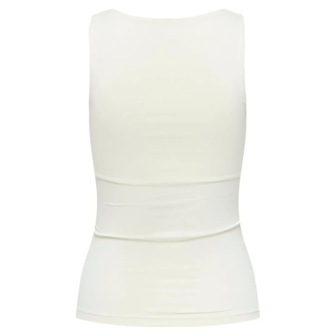 Tops Col en U Sans manches blanc