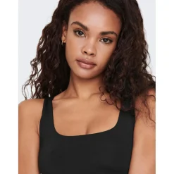 Tops Col en U Sans manches noir
