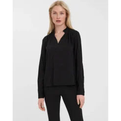 Tops Loose Fit Col en V Manches longues noir