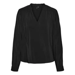 Tops Loose Fit Col en V Manches longues noir