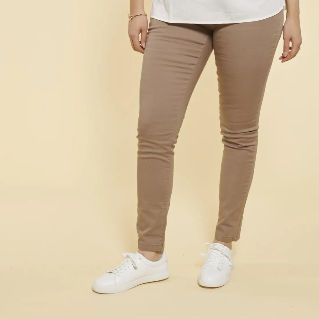 Tregging en twill élastique femme
