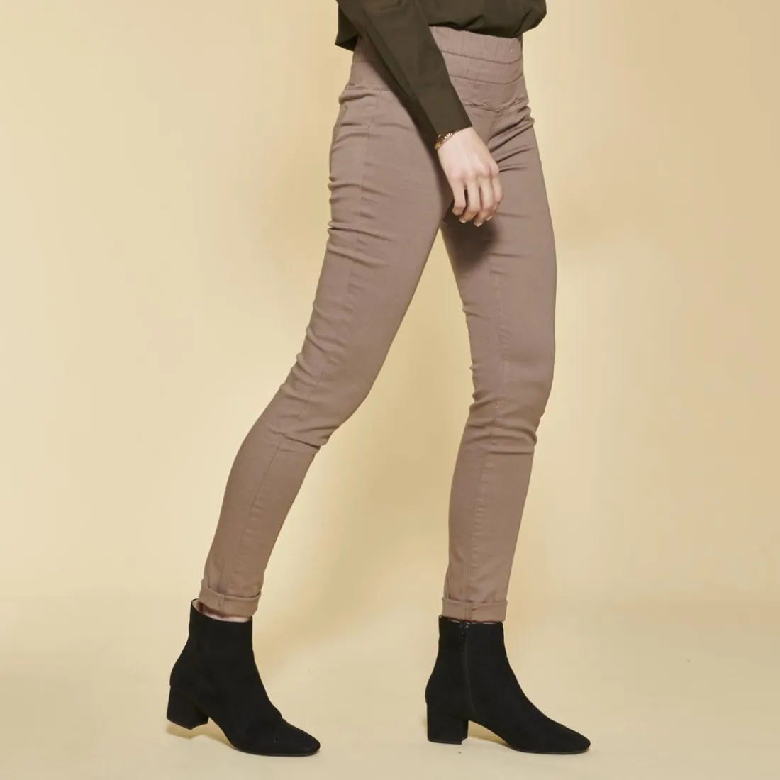 Tregging en twill élastique femme