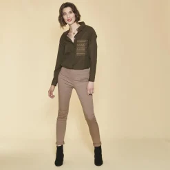 Tregging en twill élastique femme